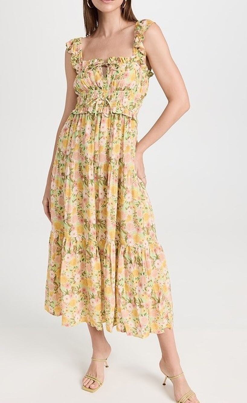 Yumi Kim Maxi Dress Floral Print Frill Sleeve Libby S - Picture 1 of 13